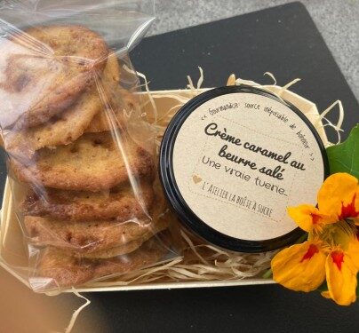 Coffret cadeau crème caramel et cookies
